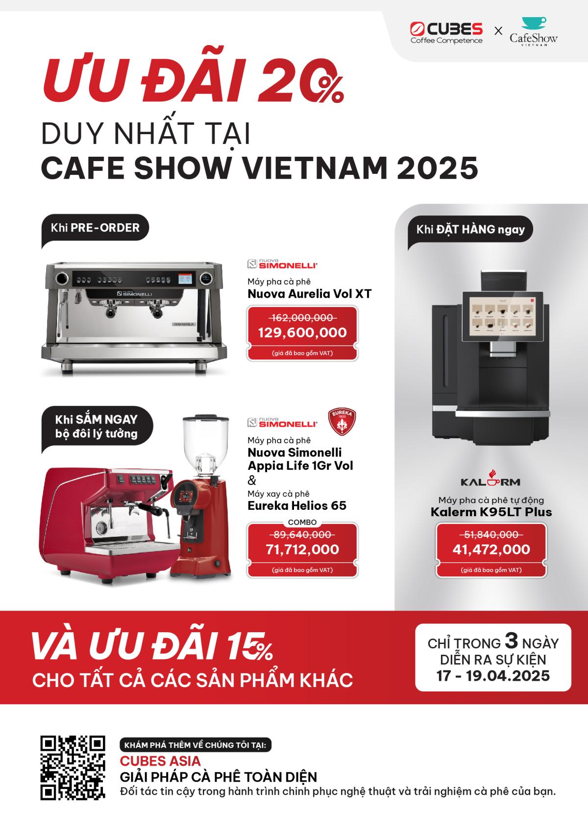 Ưu đãi 20% khi Pre Order Nuova Aurelia Volumetric XT tại gian hàng Cubes Asia trong 3 ngày diễn ra sự kiện