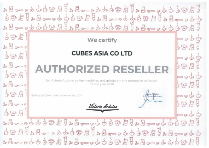 Giấy Chứng Nhận Ủy Quyền Victoria Arduino