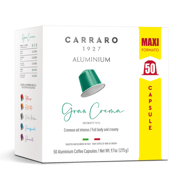 Cà phê viên nén nhôm Carraro Gran Crema (50 viên)