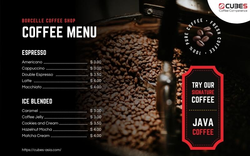 Cách xác định chi phí đồ uống ghi trên menu của quán cafe bạn cần biết